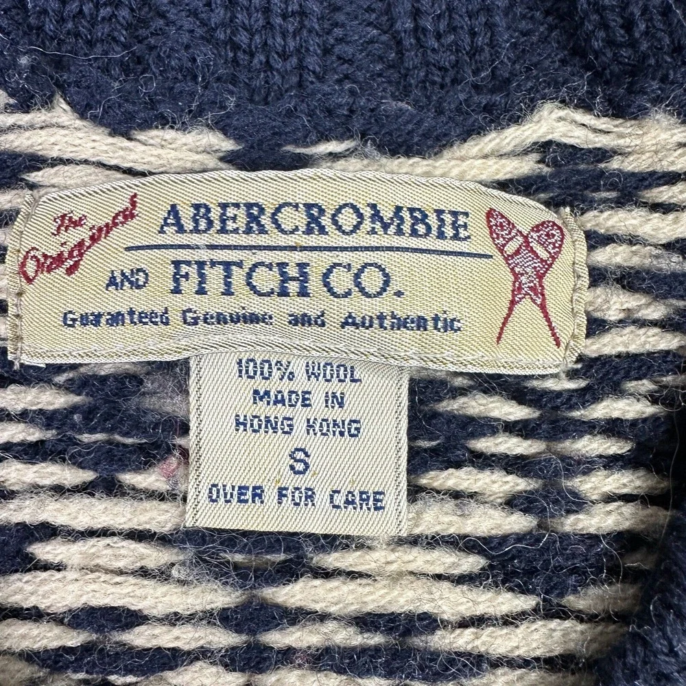 Vintage Abercrombie Fitch Sweater Mens S Fair Isle Knit Wool Birds Eye READ